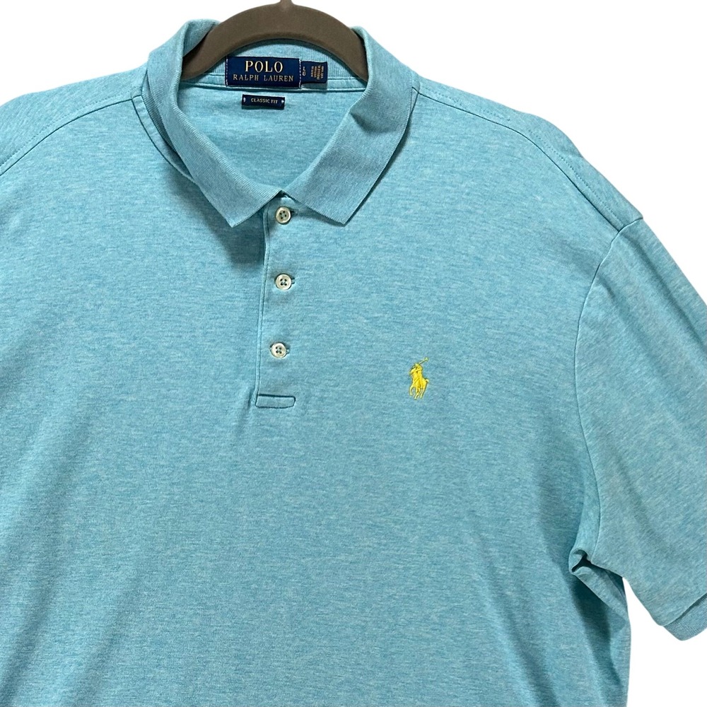 Polo Ralph Lauren Polo Shirt Classic‎ Fit Mens L Turquoise Blue Cotton Preppy